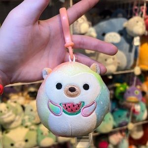 Squishmallows Bowie the Hedgehog w/Watermelon 3.5" Stuffed Plush Backpack Clip